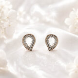 American Diamond Leaf stud earring