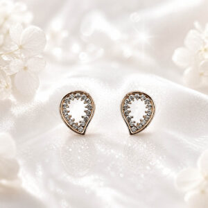 American Diamond Leaf stud earring
