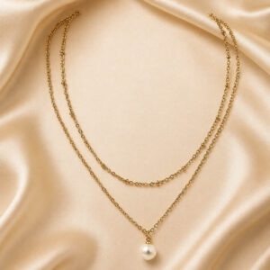 Double layer gold necklace chain | Miraya Creations
