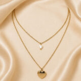 Double layer with heart pendant necklace | Miraya Creations