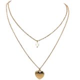 Double layer with heart pendant necklace | Miraya Creations