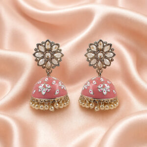 Blush pink jhumki earrings | Miraya Creations