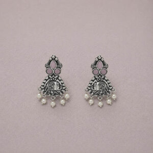 Oxidized drops and danglers pink earrings | Miraya Creations