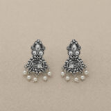 Oxidized drop and dangler white earring | Miraya Creations