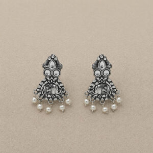 Oxidized drop and dangler white earring | Miraya Creations
