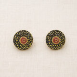 Daily wear oxidized read and black stud earrings | Miraya Creations