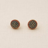 Daily wear oxidized black and gold stud earrings | Miraya Creations