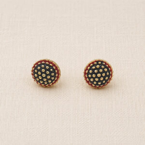 Daily wear oxidized black and gold stud earrings | Miraya Creations