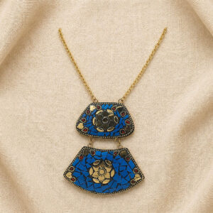Double layered Blue Boho statement necklace | Miraya Creations