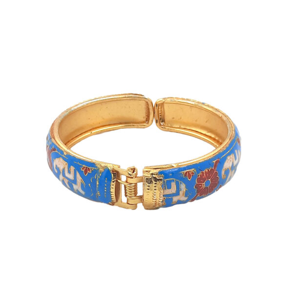 bright Blue Enamel Elephant Kada Bracelet