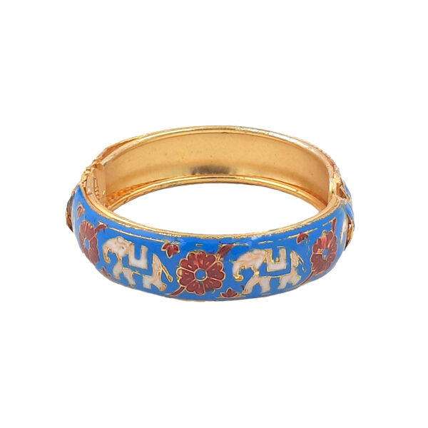 bright Blue Enamel Elephant Kada Bracelet
