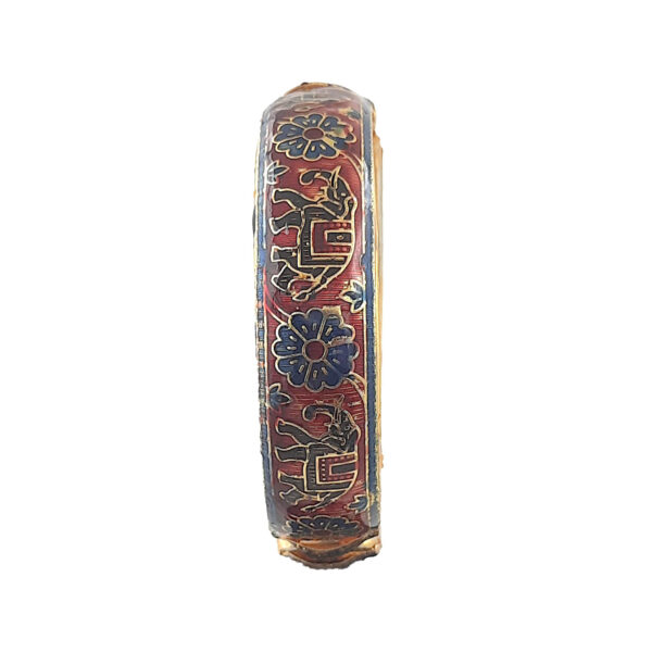 Royal Blue and Maroon Enamel Kada Bracelet with Elephant and Floral Motif