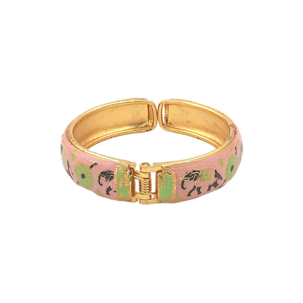 Pastel Pink Elephant Enamel Kada Bracelet