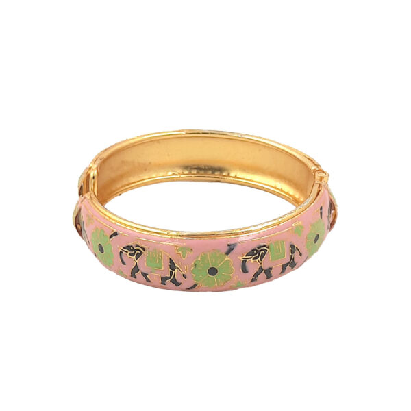 Pastel Pink Elephant Enamel Kada Bracelet