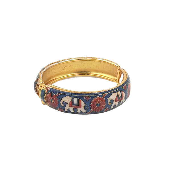 Blue Enamel Elephant Kada Bracelet