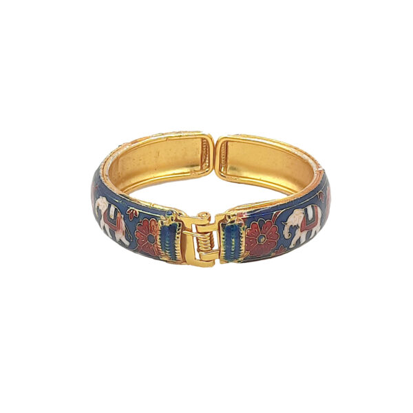 Blue Enamel Elephant Kada Bracelet