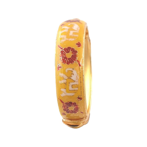 Royal Rajasthani Enamel Elephant Motif Gold-Toned Kada Bracelet Set