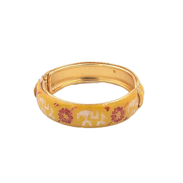 Royal Rajasthani Enamel Elephant Motif Gold-Toned Kada Bracelet Set