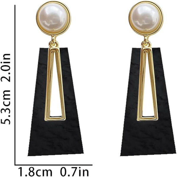 Pearl and Black Geometric Drop Earrings