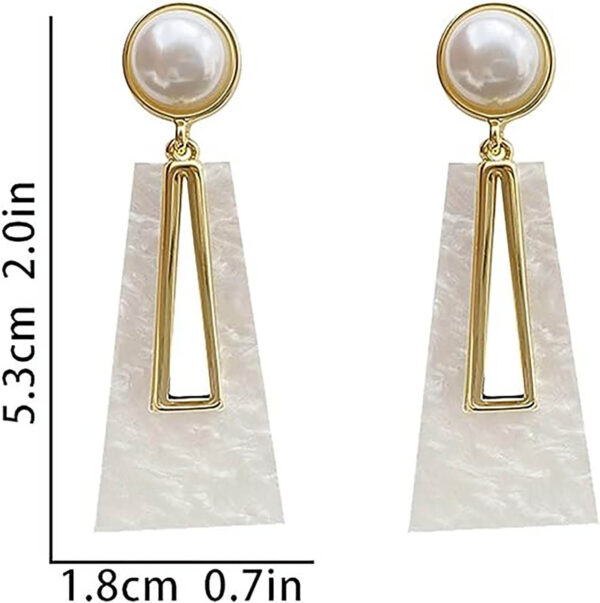 White Geometric Drop Earrings