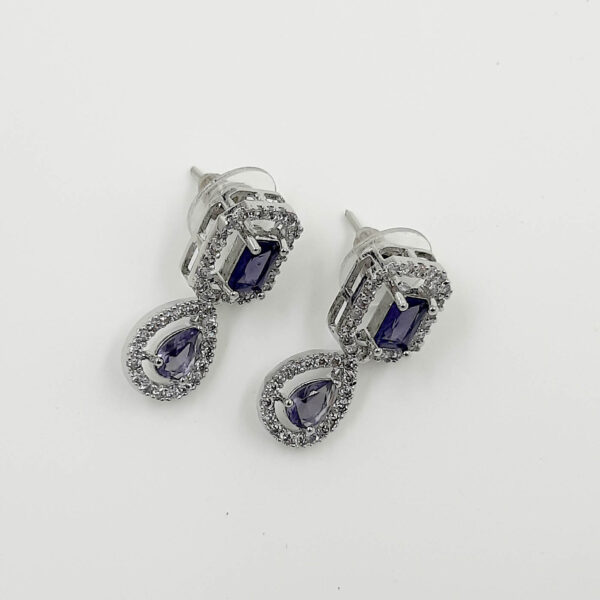Elegant Navy Blue American Diamond Drop Earrings