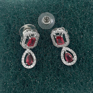 Radiant Ruby Red American Diamond Drop Earrings