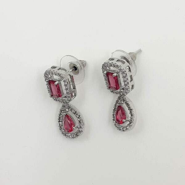 Radiant Ruby Red American Diamond Drop Earrings