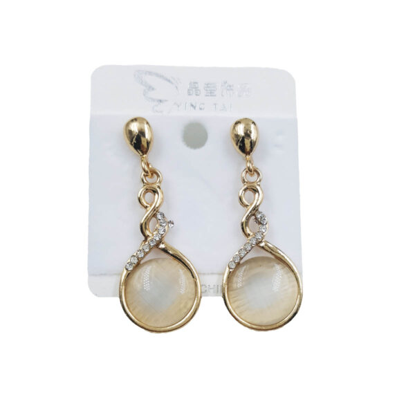 Elegant Infinity Drop Earrings with Cream Stone