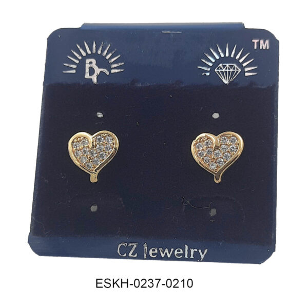 Mini Gold Heart Crystal Stud Earrings