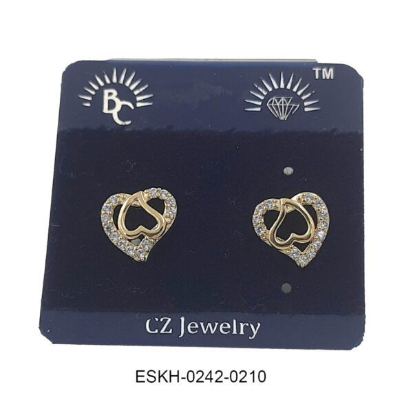 Twinkling Twin Heart Crystal Stud Earrings