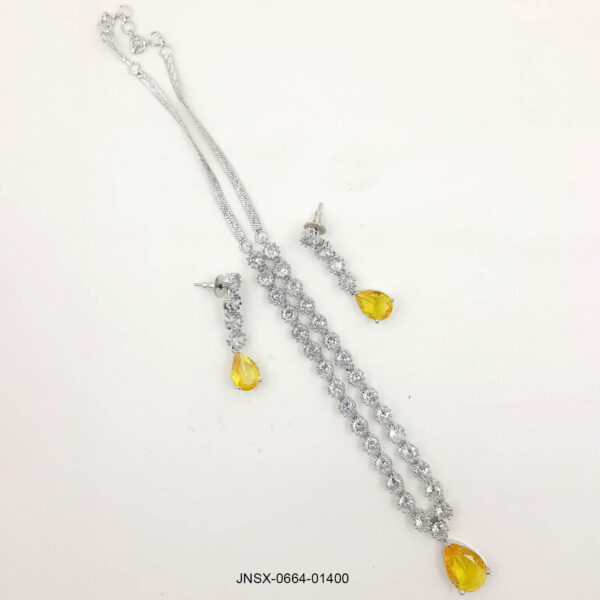 Radiant Yellow Drop American Diamond Necklace and Earring Set