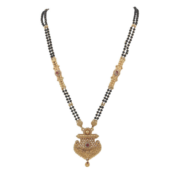 Heritage-Inspired Gold-Tone Mangalsutra with Heart-Shaped Pendant