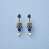 Royal Blue oxidized jhumki earrings | Miraya Creations