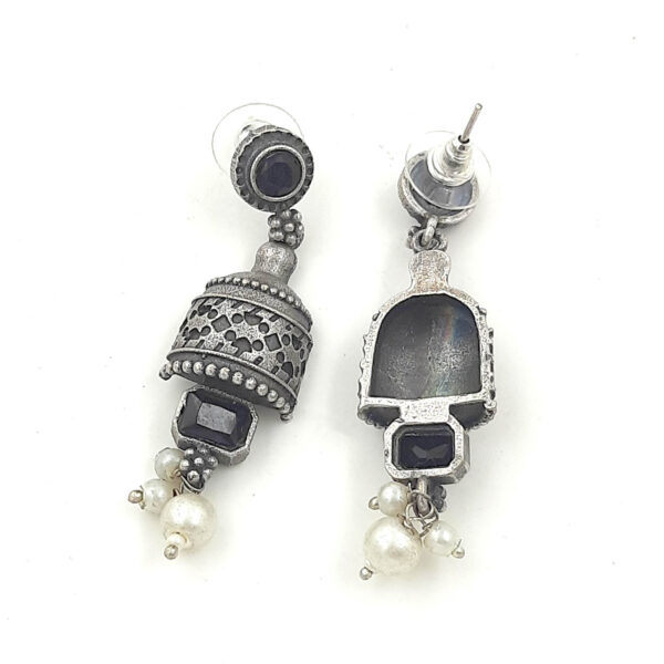 Bold Black Oxidized Silver Jhumka Earrings