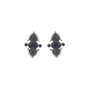 Bold Black Stone Oxidized Stud Earrings