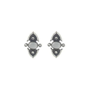 Graceful White Stone Oxidized Stud Earrings