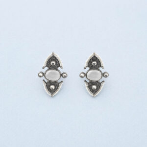 Oxidized white stud earrings | Miraya Creations