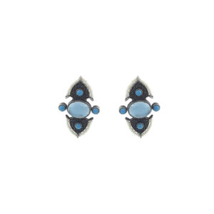 Elegant Blue Stone Oxidized Stud Earrings