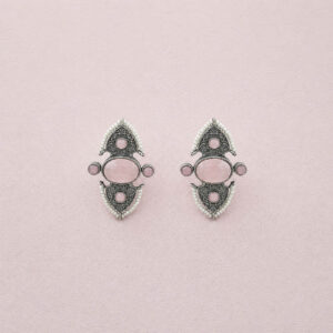 Oxidized pink stud earrings | Miraya Creations