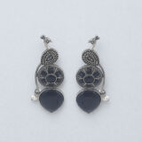 Oxidized black peacock stud earrings | Miraya Creations