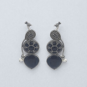 Oxidized black peacock stud earrings | Miraya Creations