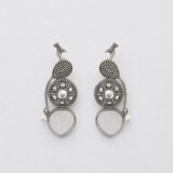 Oxidized peacock white stud earrings | Miraya Creations