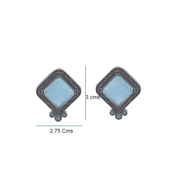 Chic Blue Square Oxidised Stud Earrings
