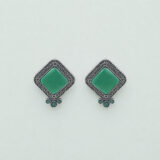 Oxidized green stud earrings | Miraya Creations