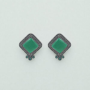 Oxidized green stud earrings | Miraya Creations
