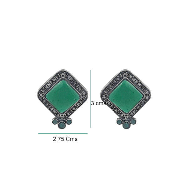 Trendy Green Square Oxidized Stud Earrings