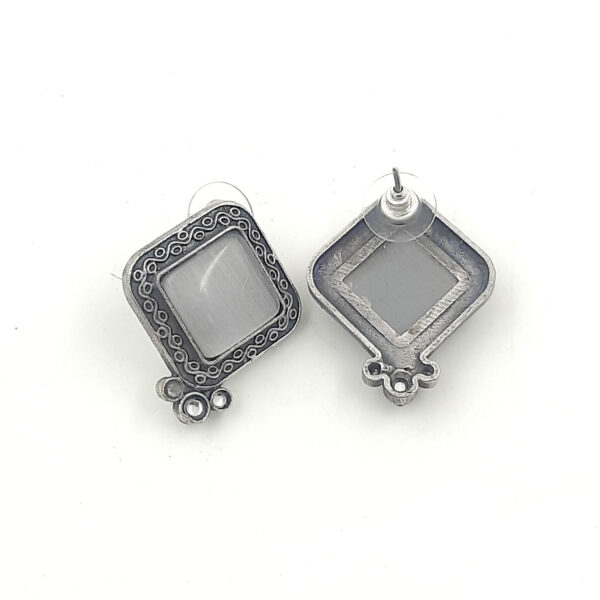 Classic White Square Oxidized Stud Earrings