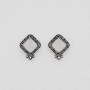 Oxidized white stud earrings | Miraya Creations