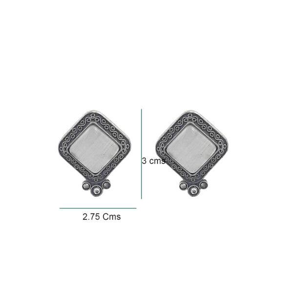 Classic White Square Oxidized Stud Earrings