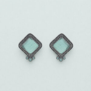Oxidized light green stud earrings | Miraya Creations